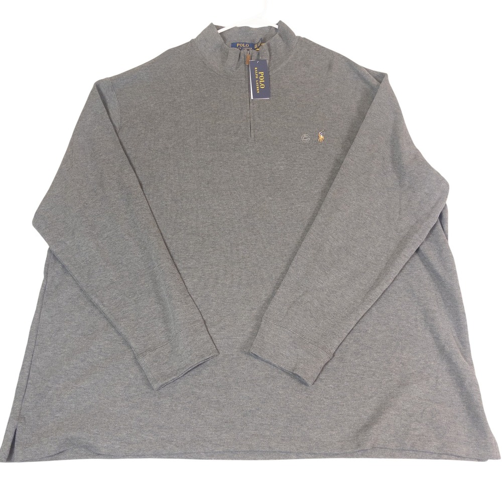 Polo Ralph Lauren Estate Rib Quarter Zip Pullover Grey Mens 4XLT New NWT